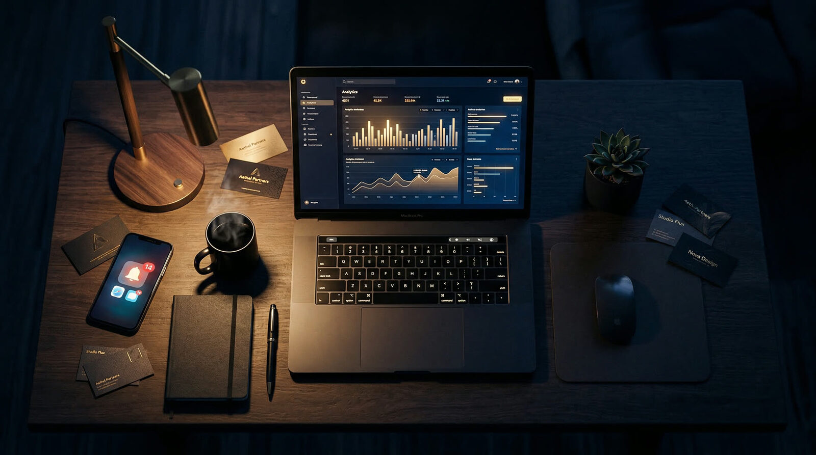 Local business owner reviewing leads on phone from Focus Media marketing campaign