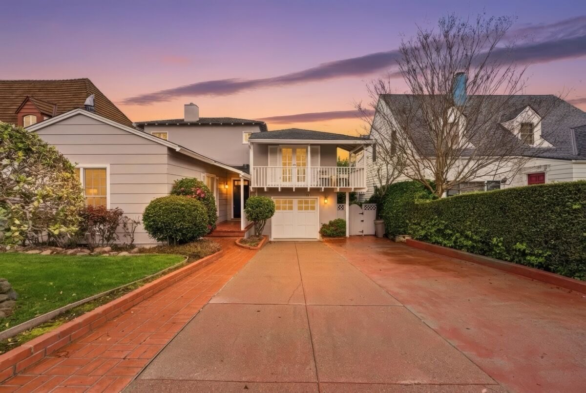 1408 Alvarado Ave twilight exterior, Burlingame